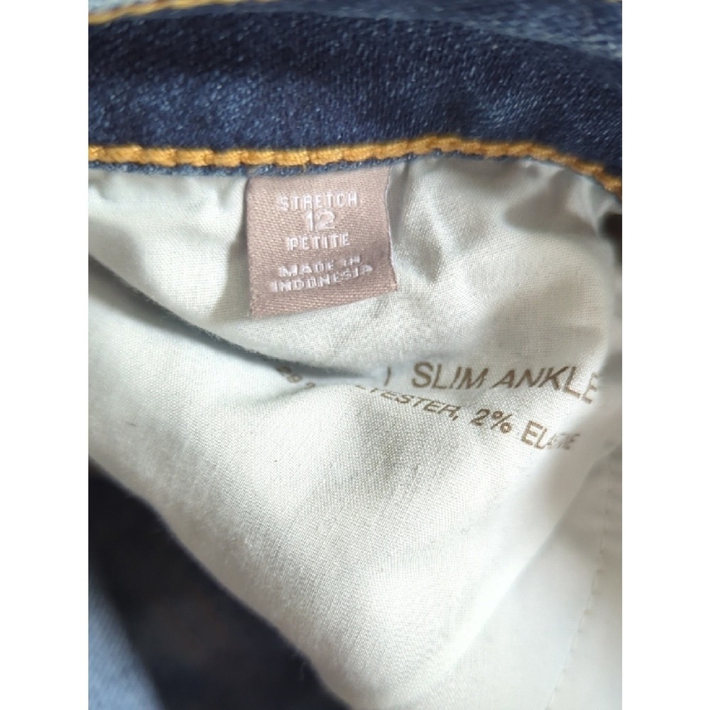 J Jill Authentic Fit Slim Ankle Jeans Women's Size 12 P Cute Rolled Up - Picture 3 of 7